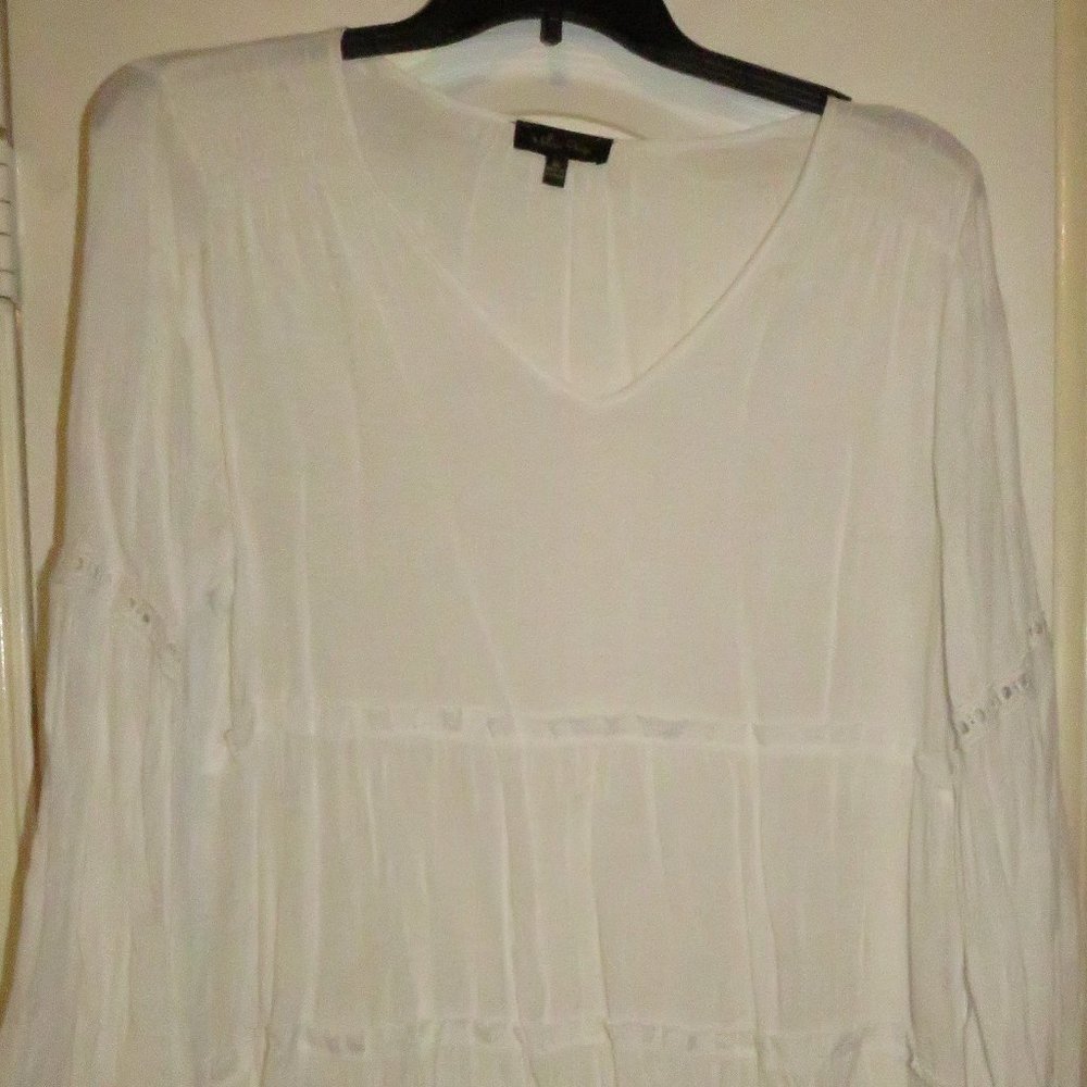 White Long Sleeve Baby Doll Top